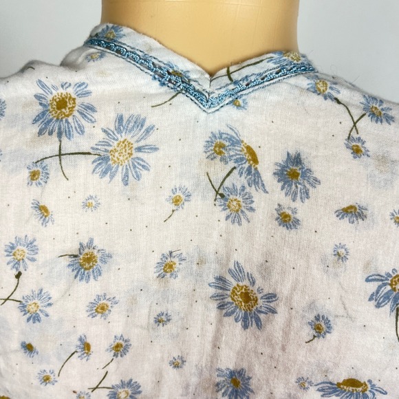 Free People Daisy Floral Peasant Blouse Womens Medium M White Boho Festival - Picture 11 of 16